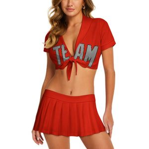 Custom Orange Red Gray Cheerleading Uniform Set