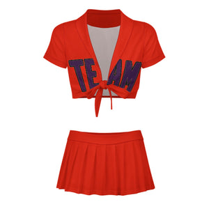 Custom Orange Red Purple Cheerleading Uniform Set