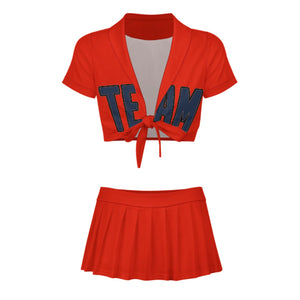 Custom Orange Red Blue Cheerleading Uniform Set