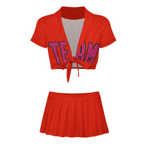 Custom Orange Red Pink Cheerleading Uniform Set