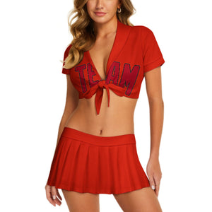 Custom Orange Red Red Cheerleading Uniform Set