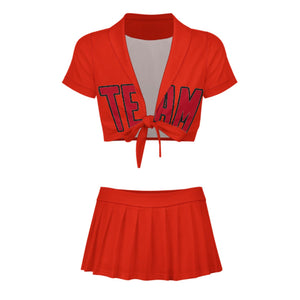 Custom Orange Red Red Cheerleading Uniform Set