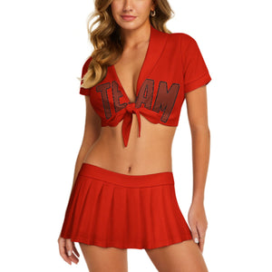 Custom Orange Red Coral Red Cheerleading Uniform Set