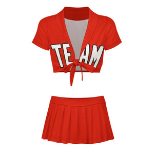 Custom Orange Red White Cheerleading Uniform Set