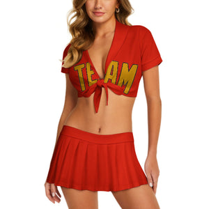 Custom Orange Red Yellow Cheerleading Uniform Set