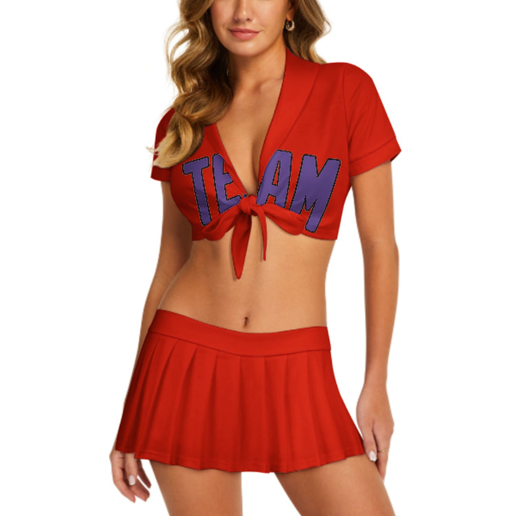 Custom Orange Red Light Purple Cheerleading Uniform Set
