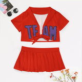 Custom Orange Red Light Purple Cheerleading Uniform Set