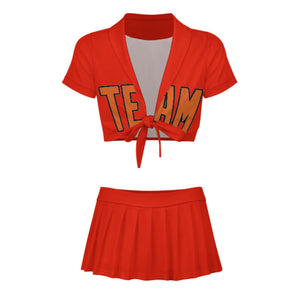 Custom Orange Red Orange Cheerleading Uniform Set