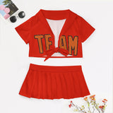 Custom Orange Red Orange Cheerleading Uniform Set