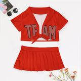 Custom Orange Red Copper Rose Cheerleading Uniform Set