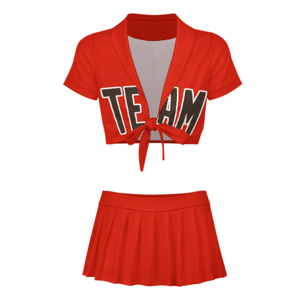 Custom Orange Red Brown Cheerleading Uniform Set