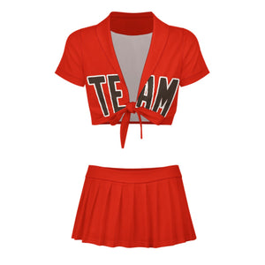 Custom Orange Red Brown Cheerleading Uniform Set