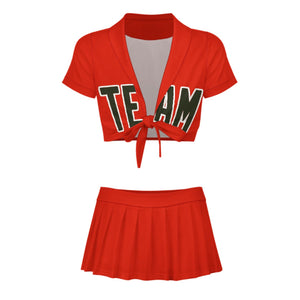 Custom Orange Red Olive Cheerleading Uniform Set