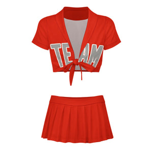 Custom Orange Red Gray Cheerleading Uniform Set