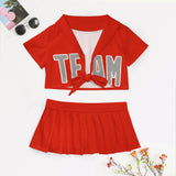 Custom Orange Red Gray Cheerleading Uniform Set