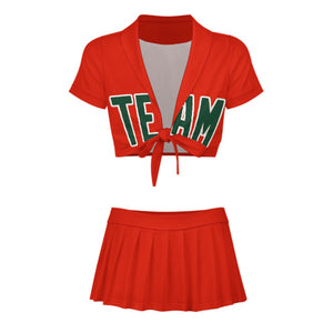 Custom Orange Red Green Cheerleading Uniform Set