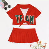 Custom Orange Red Green Cheerleading Uniform Set
