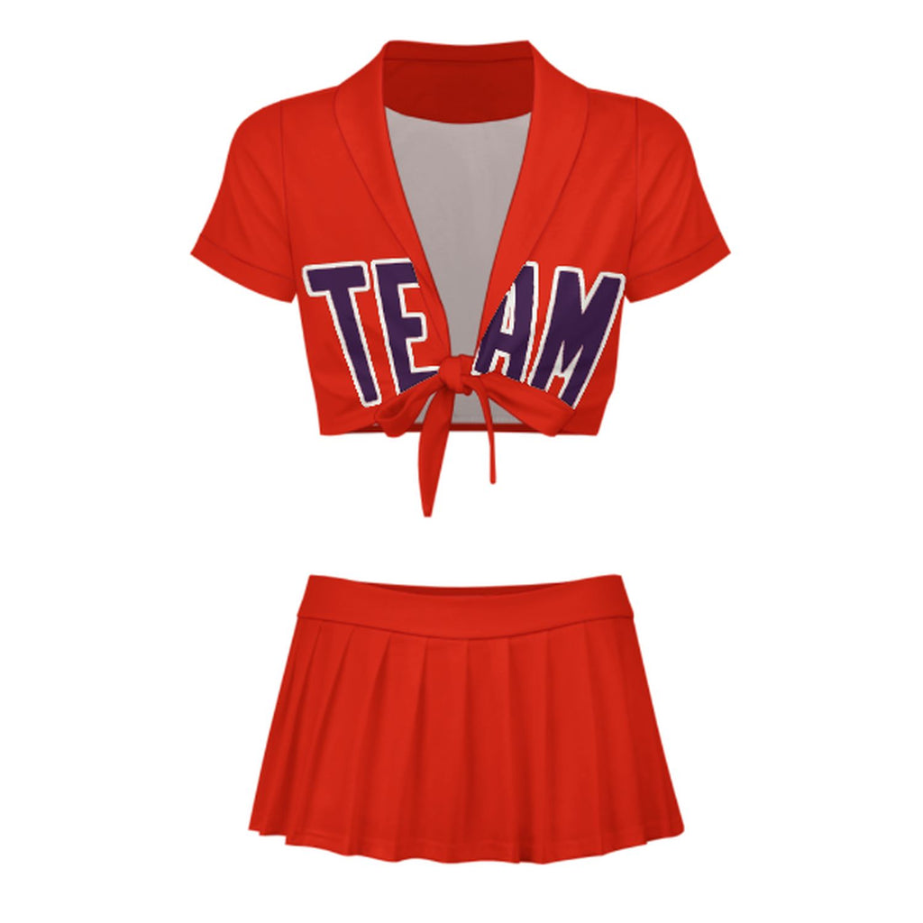 Custom Orange Red Purple Cheerleading Uniform Set