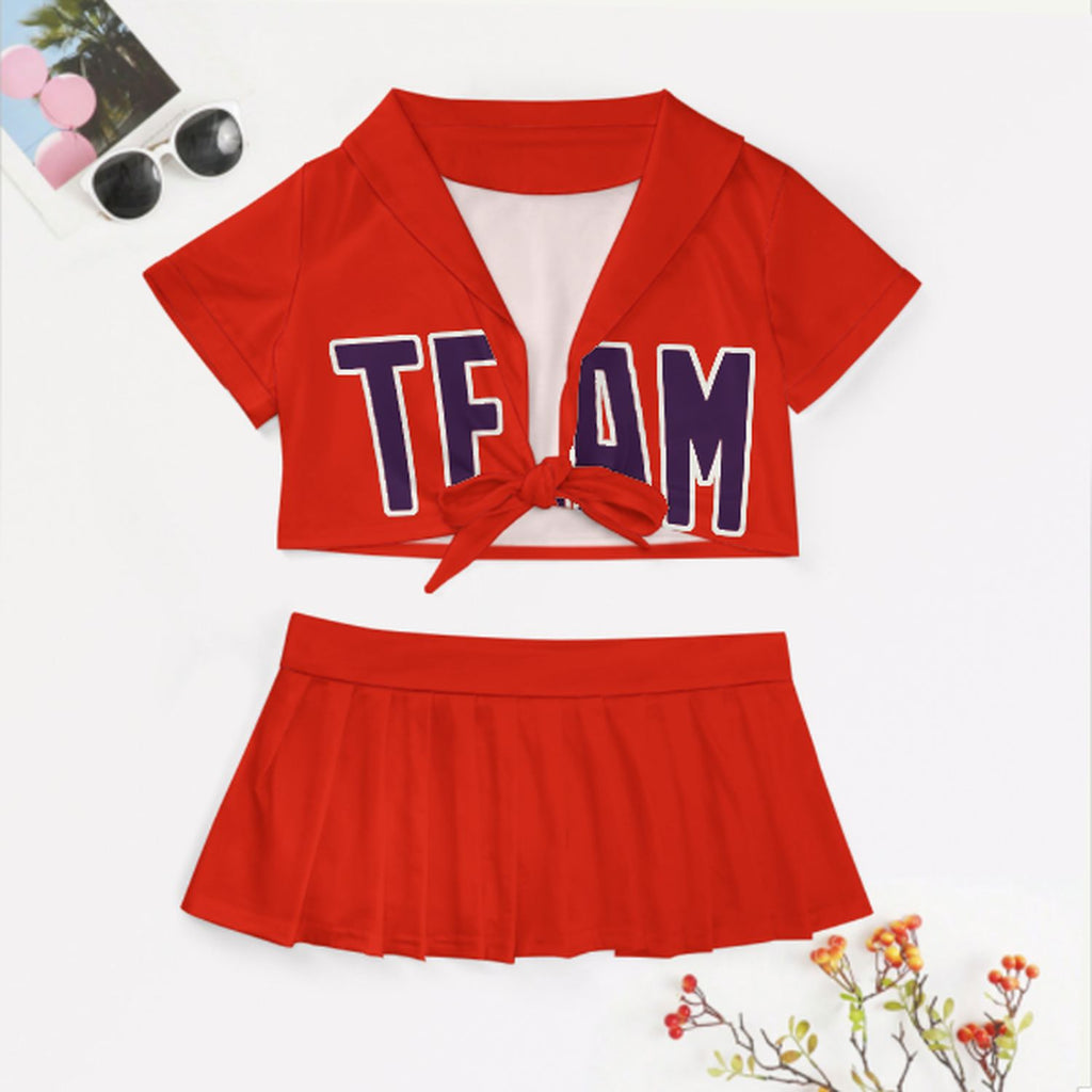 Custom Orange Red Purple Cheerleading Uniform Set