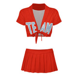 Custom Orange Red Light Blue Cheerleading Uniform Set