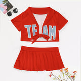 Custom Orange Red Light Blue Cheerleading Uniform Set