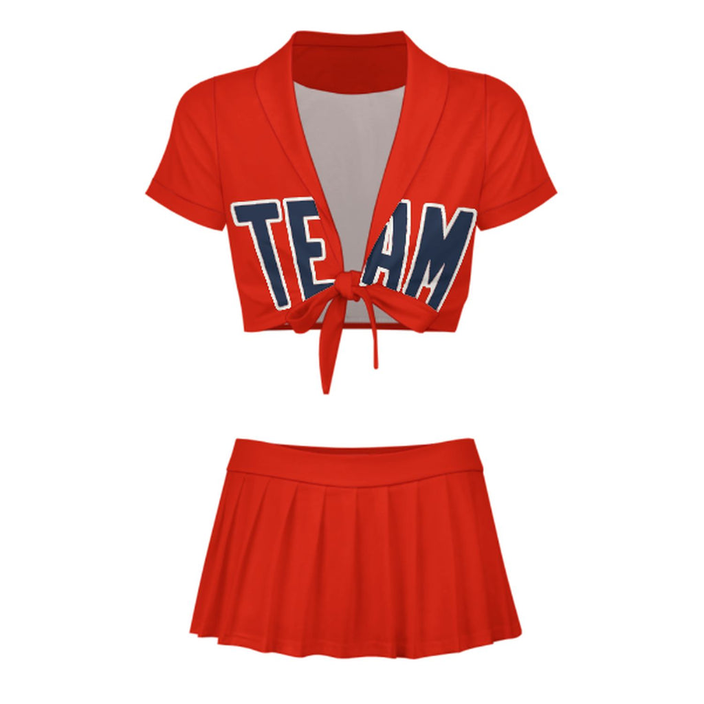 Custom Orange Red Blue Cheerleading Uniform Set