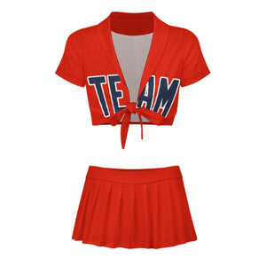 Custom Orange Red Blue Cheerleading Uniform Set