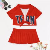 Custom Orange Red Blue Cheerleading Uniform Set
