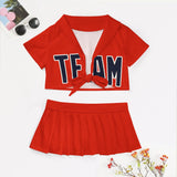 Custom Orange Red Navy Cheerleading Uniform Set