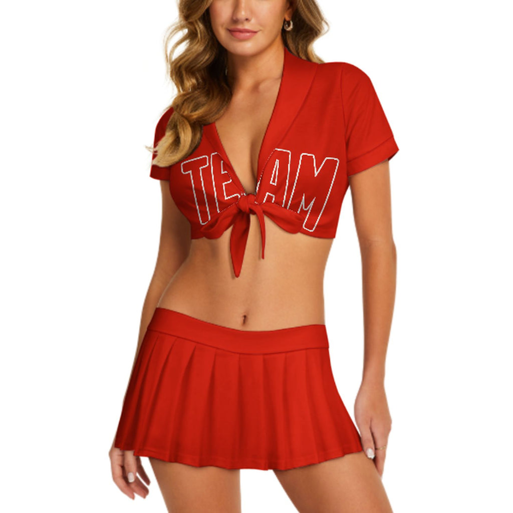 Custom Orange Red Orange Red Cheerleading Uniform Set