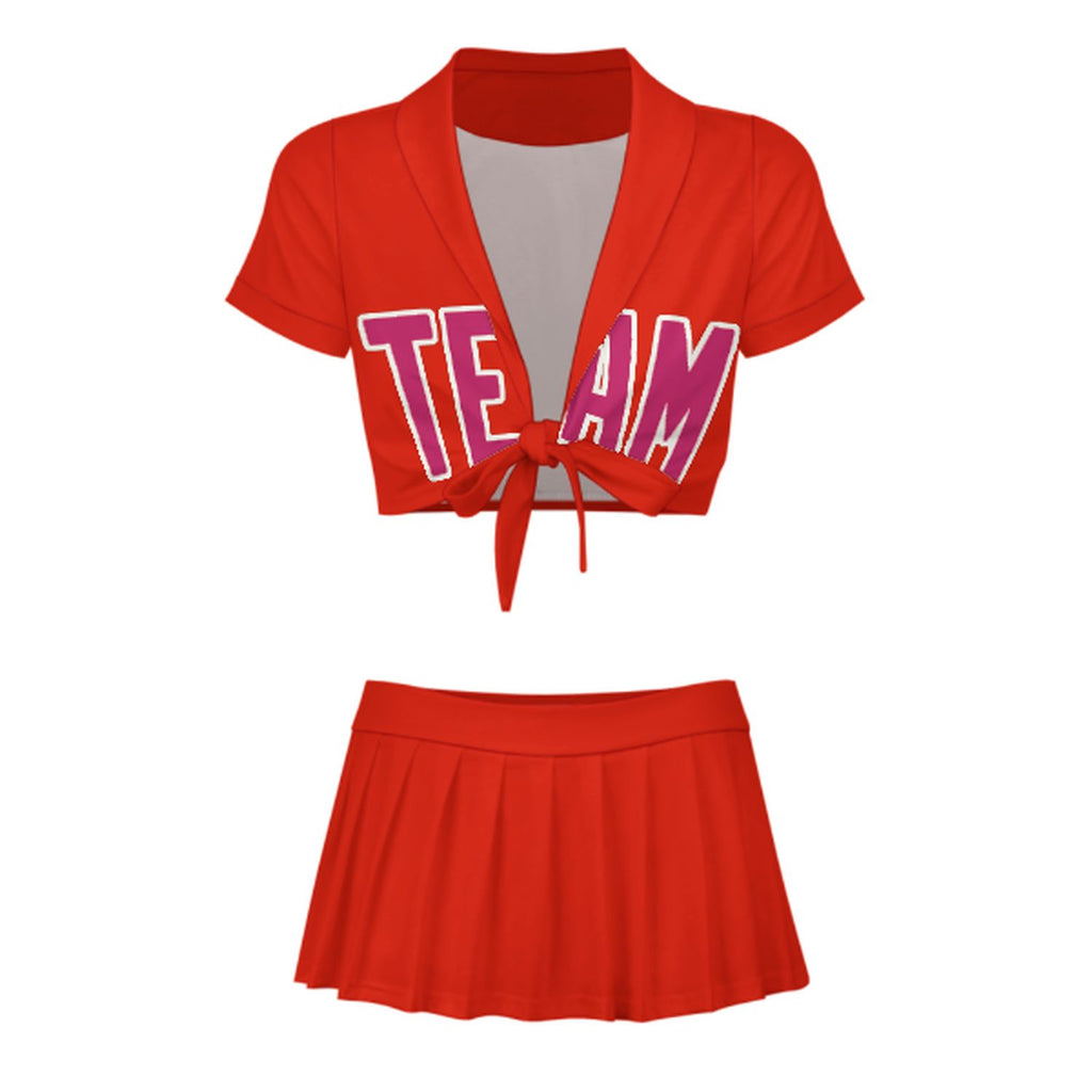 Custom Orange Red Pink Cheerleading Uniform Set