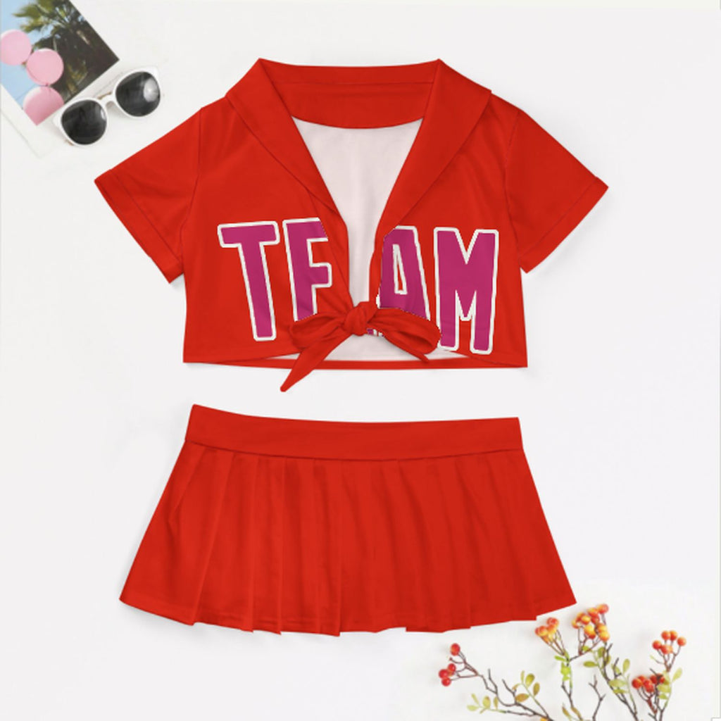 Custom Orange Red Pink Cheerleading Uniform Set
