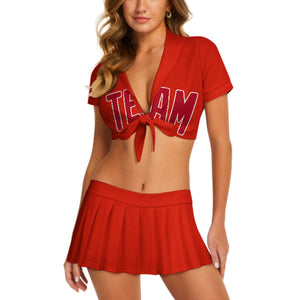 Custom Orange Red Red Cheerleading Uniform Set