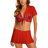 Custom Orange Red Red Cheerleading Uniform Set