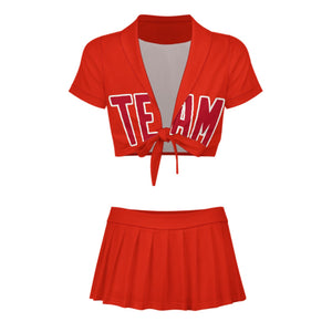 Custom Orange Red Red Cheerleading Uniform Set