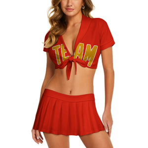 Custom Orange Red Yellow Cheerleading Uniform Set
