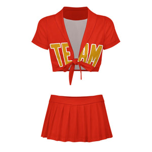 Custom Orange Red Yellow Cheerleading Uniform Set