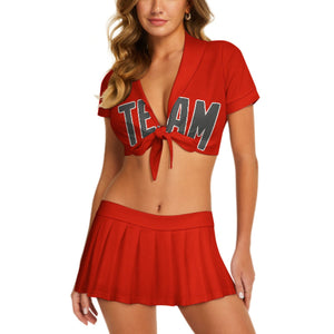 Custom Orange Red Dark Grey Cheerleading Uniform Set