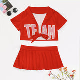Custom Orange Red Light Pink Cheerleading Uniform Set