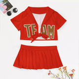 Custom Orange Red Khaki Cheerleading Uniform Set