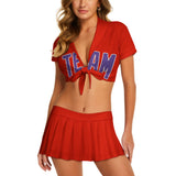 Custom Orange Red Light Purple Cheerleading Uniform Set
