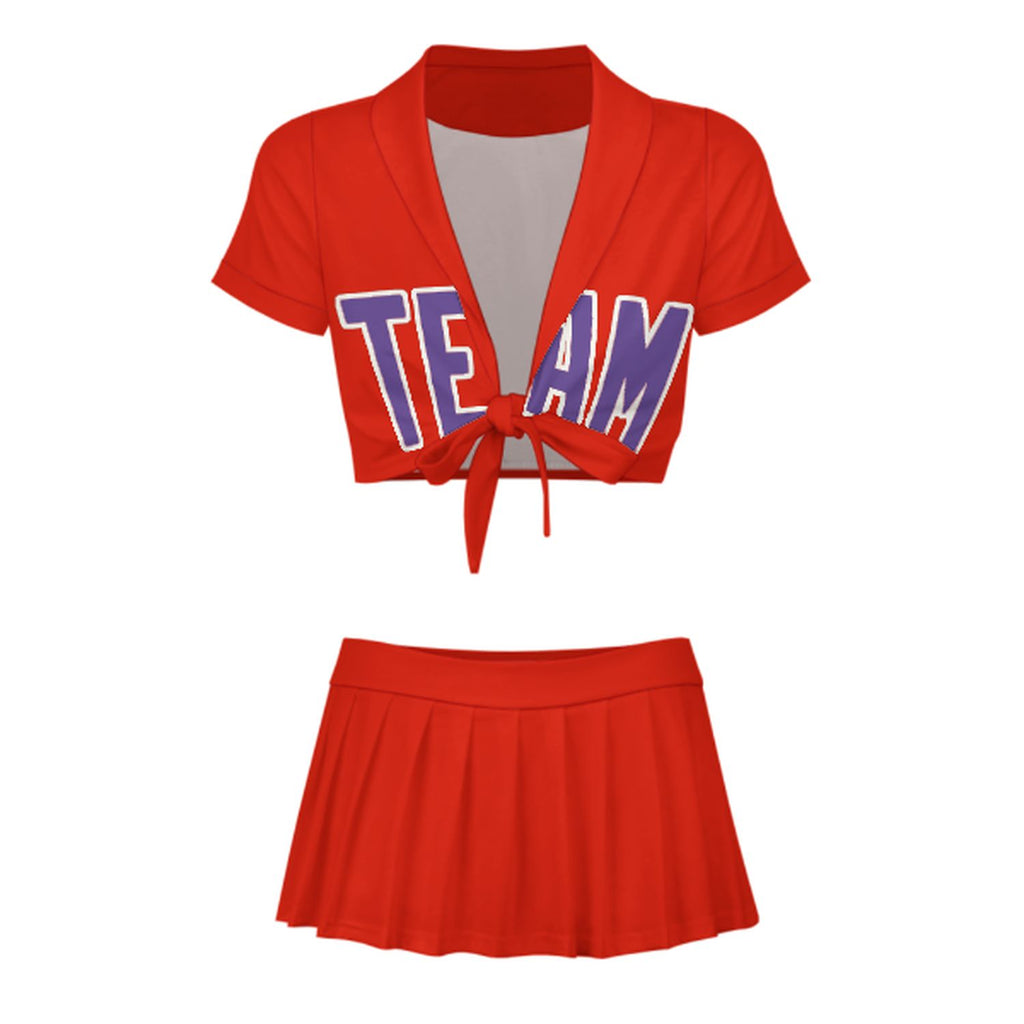 Custom Orange Red Light Purple Cheerleading Uniform Set
