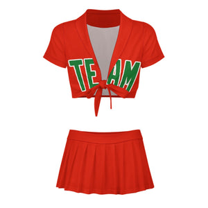 Custom Orange Red Emerald Green Cheerleading Uniform Set