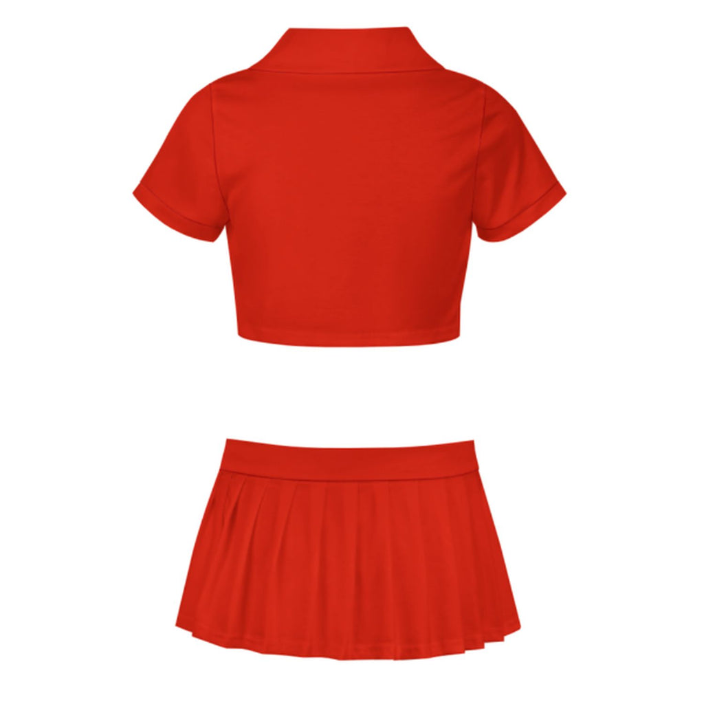 Custom Orange Red Gold Cheerleading Uniform Set