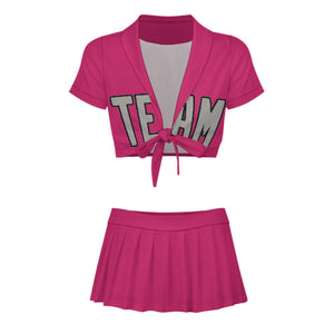 Custom Pink Gray Cheerleading Uniform Set