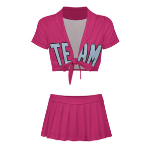 Custom Pink Light Blue Cheerleading Uniform Set