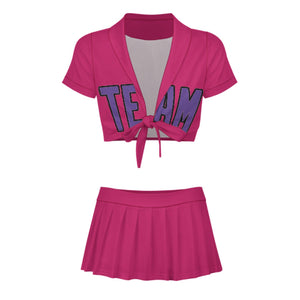Custom Pink Light Purple Cheerleading Uniform Set