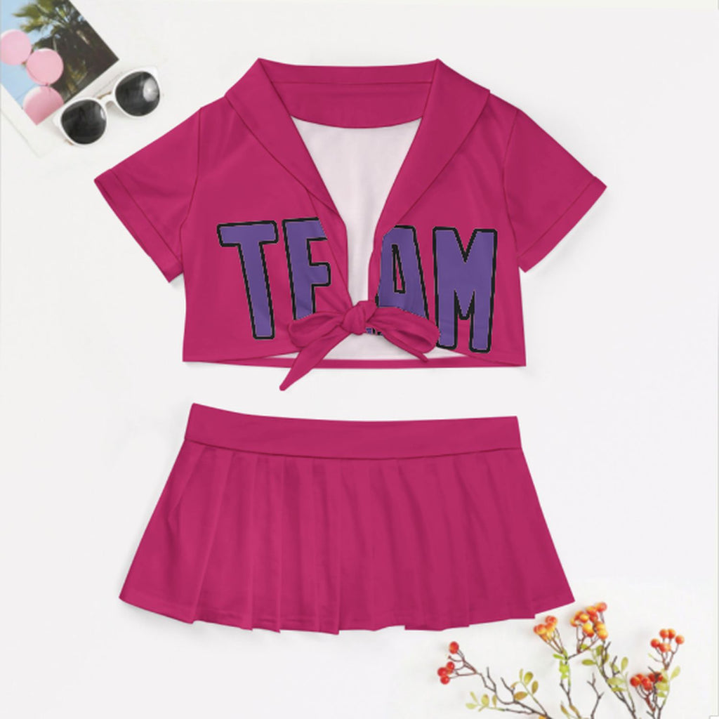 Custom Pink Light Purple Cheerleading Uniform Set