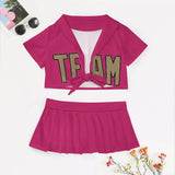 Custom Pink Light Khaki Cheerleading Uniform Set