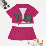 Custom Pink Blue Green Cheerleading Uniform Set